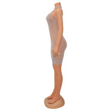 Mesh Hot Drill See Thourgh Nightclub Bodycon Dress GOSD-6681