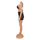 Mesh See Through Hot Drill Two Piece Shorts Set GOSD-6634