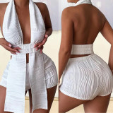 Sexy Backless Halterneck Two Piece Shorts Set GOSD-1241