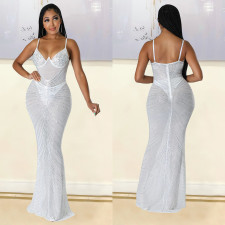 Mesh Hot Drill Sling Club Dress GOSD-6793