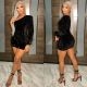 Single Shoulder Feather Sleeve Mini Dress GOSD-6935