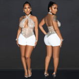 Sexy Halterneck Tight Mesh Romper GOSD-6956