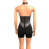 Sexy Halterneck Tight Mesh Romper GOSD-6956