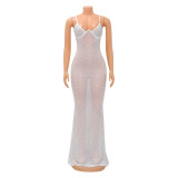 Mesh Hot Drill Sling Club Dress GOSD-6793