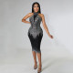 Sexy Sleeeveless Hot Drill Midi Dress GOSD-6731