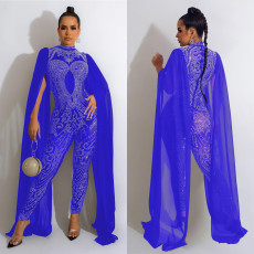 Mesh Hot Drill Nightclub Jumpsuit GOSD-6816