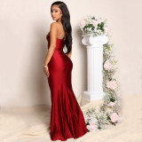 Solid Color Single Shoulder Maxi Dress GOSD-6763