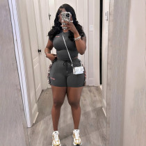 Embroidered Crop Tops And Shorts 2 Piece Set XEF-K24S61460