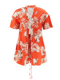 Fashion Print Cardigan Two Piece Shorts Set SFY-443