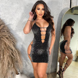 Sexy Hollow Out Hot Drill Mini Dress GOSD-6643