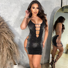 Sexy Hollow Out Hot Drill Mini Dress GOSD-6643
