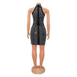 Sleeveless Hot Drill Slim Mini Dress GOSD-6719