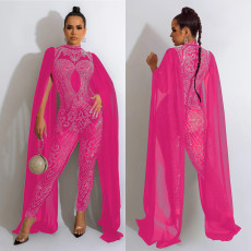 Mesh Hot Drill Nightclub Jumpsuit GOSD-6816