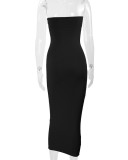 Solid Color Wrap Chest Backless Midi Dress YMYF-8858