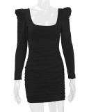 Long Sleeve Backless Slim Mini Dress YMYF-0906