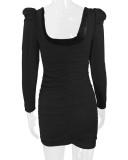 Long Sleeve Backless Slim Mini Dress YMYF-0906