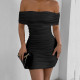 One Shoudler Wrap Chest Bodycon Dress YMYF-9346
