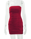 Sexy Solid Color Tube Tops Dress YMYF-857