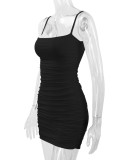 Solid Color Pleated Sling Mini Dress YMYF-831