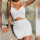Solid Color Hollow Out Sling Mini Dress YMYF-9252