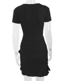 Deep V Neck Tie Up Ruffles Two Piece Skirts Set YMYF-0876
