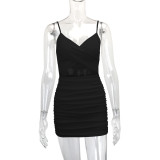 Solid Color Hollow Out Sling Mini Dress YMYF-9252