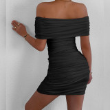 One Shoudler Wrap Chest Bodycon Dress YMYF-9346