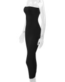 Solid Color Wrap Chest Backless Midi Dress YMYF-8858