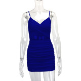 Solid Color Hollow Out Sling Mini Dress YMYF-9252