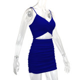 Solid Color Hollow Out Sling Mini Dress YMYF-9252