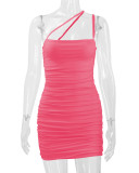 Solid Color Sexy Pleated Sling Mini Dress YMYF-0863