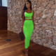 Solid Color Pleated Hollow Two Piece Skirts Set YMYF-0898