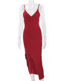 V Neck Backless Split Sling Maxi Dress YMYF-8859
