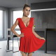 Sleeveless Deep V Neck Pleated Mini Dress YMYF-8219