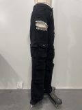 Fashion Washed Hot Drill Hollow Out Jeans OD-8715