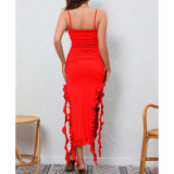 One Shoulder Lace Sling Midi Dress YMYF-9310