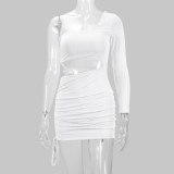 Single Shoulder Long Sleeve Hollow Miini Dress YMYF-0872