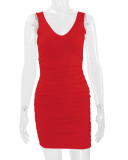 Sleeveless Sexy Solid Color Mini Dress YMYF-8829