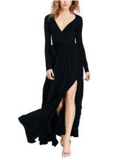 Long Sleeve V Neck Sexy Maxi Dress YMYF-823
