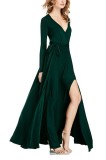 Long Sleeve V Neck Sexy Maxi Dress YMYF-823