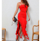 One Shoulder Lace Sling Midi Dress YMYF-9310