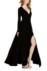 Long Sleeve V Neck Sexy Maxi Dress YMYF-823