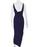 V Neck Backless Split Sling Maxi Dress YMYF-8859