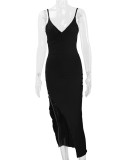 V Neck Backless Split Sling Maxi Dress YMYF-8859