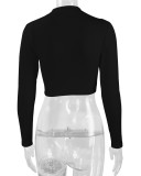 Sexy Long Sleeve Solid Color Tops YMYF-8861