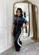 Denim Patchwork Color Block Two Piece Pants Set TE-4730