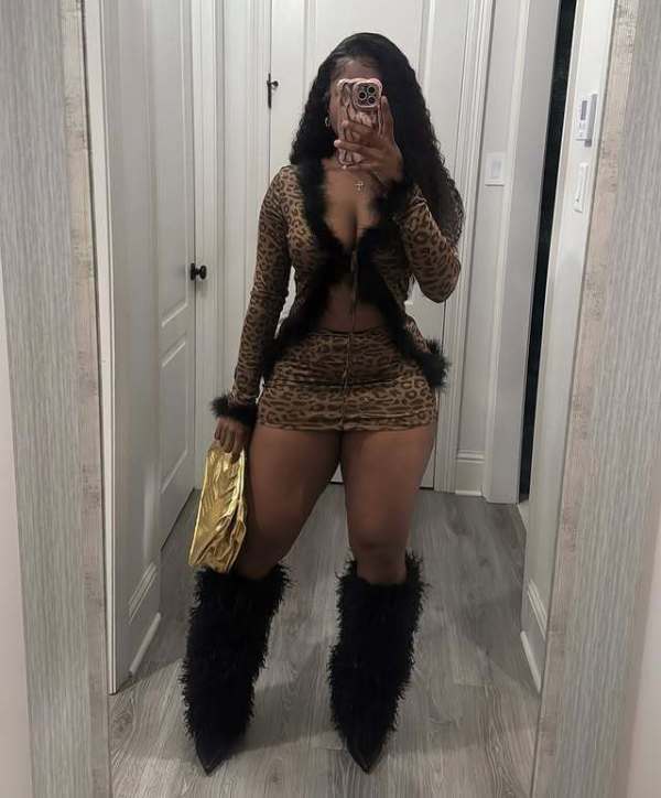 Pre Order: About 7 work days shipping Fur Patchwork Leopard Print Two Piece Skirts Set YUEM-2025200