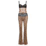 Leopard Print Patchwork Two Piece Pants Set YUEM-2025201