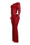 Sexy Tie Up Long Sleeve Lace Two Piece Pants Se YRST-T057