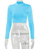 Sexy Long Sleeve Solid Color Tops YMYF-8861